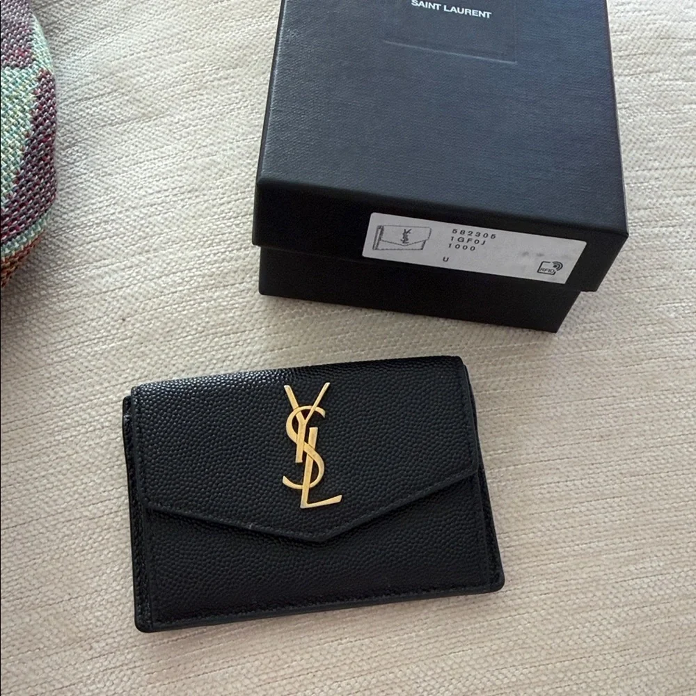 Saint Laurent Black and Gold Card Holder - Picture 1 of 7